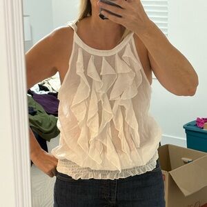 White ruffled tank top